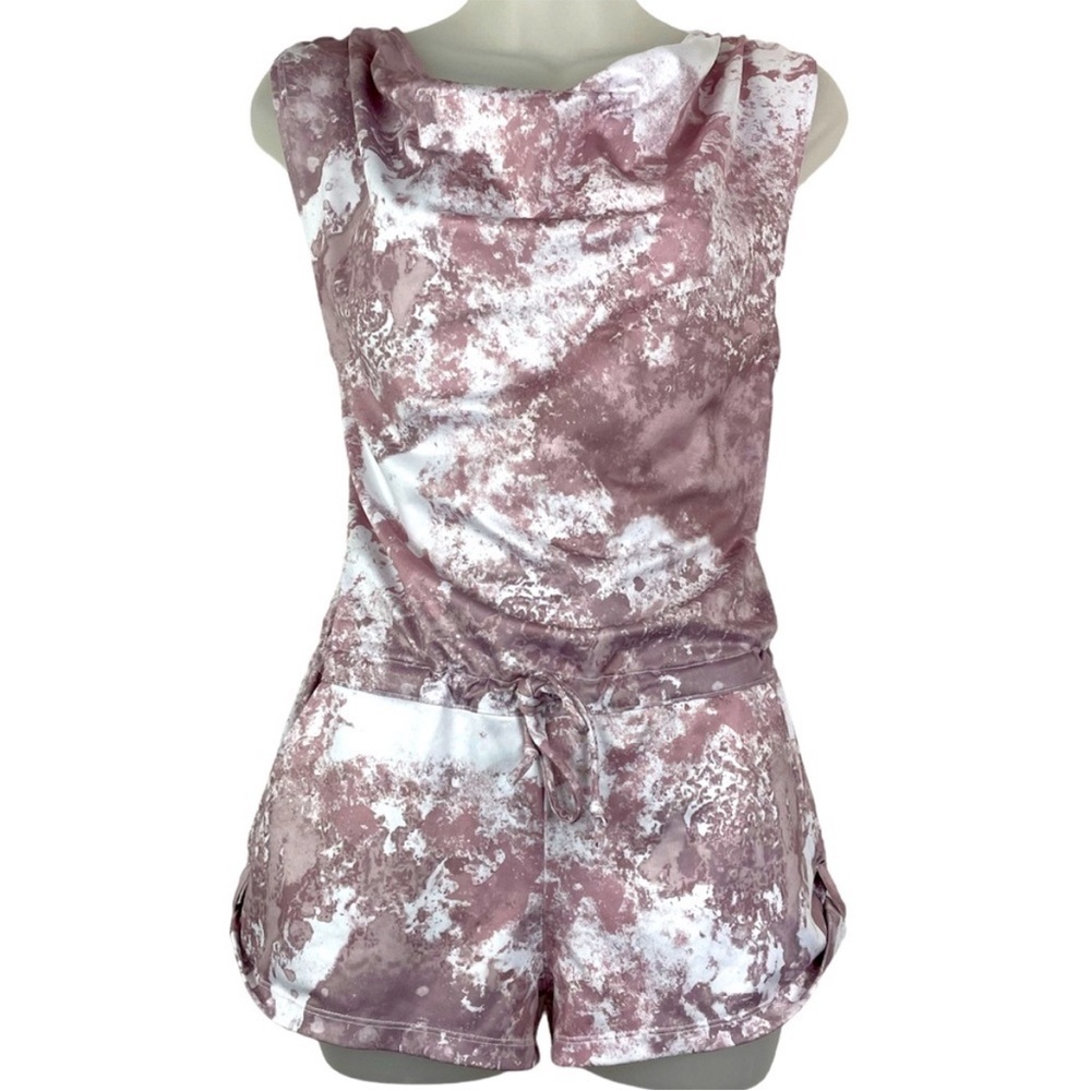 Jo + Jax Sleeveless Pink and White Tie-Dye Romper